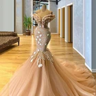 Женское вечернее платье с открытыми плечами, Длинное Элегантное Платье с бусинами и юбкой-годе для свадьбы и выпускного вечера, платья знаменитостей, 2021