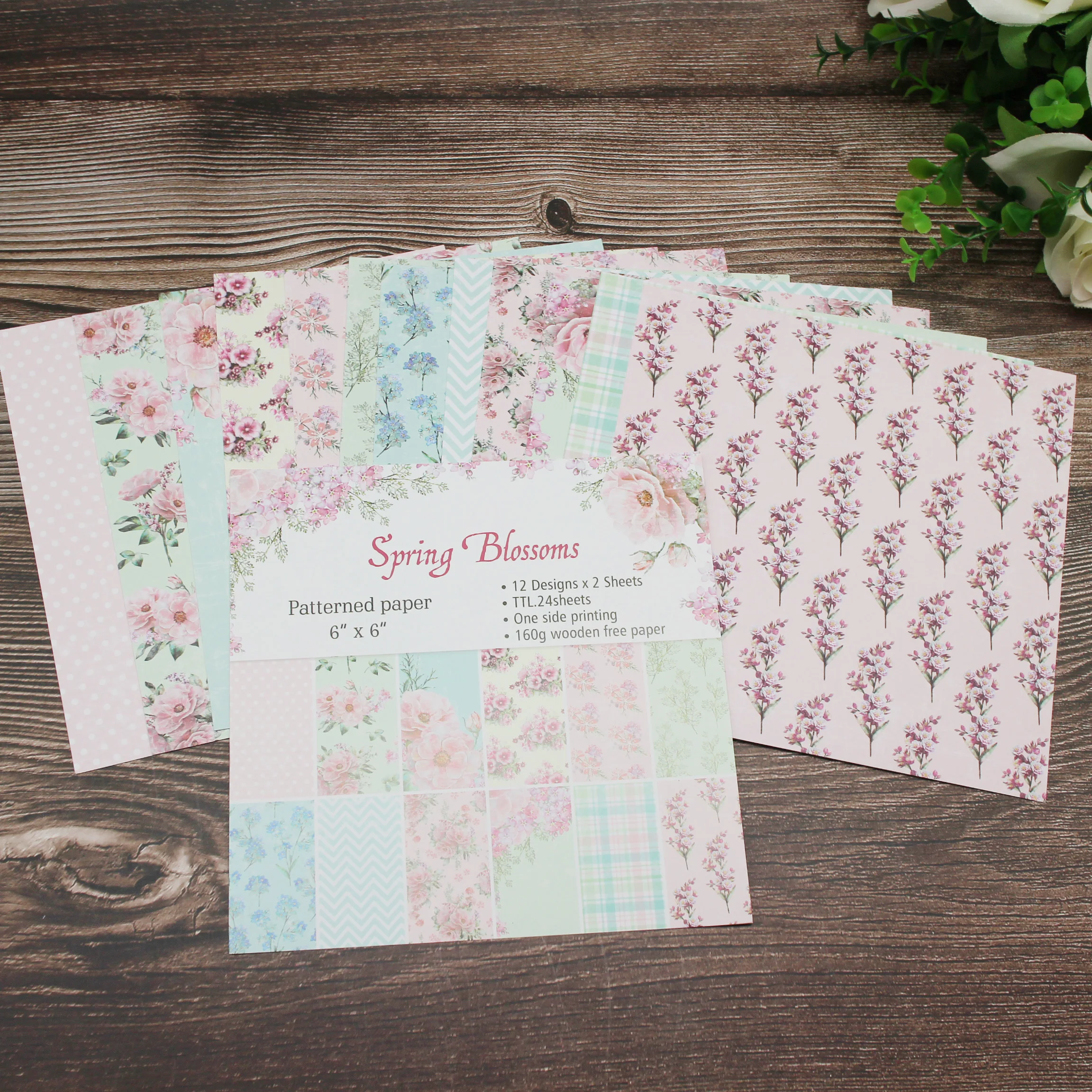 Весенний цветочный узор 24 листа 6 дюймов x форма для резки бумаги сделай сам