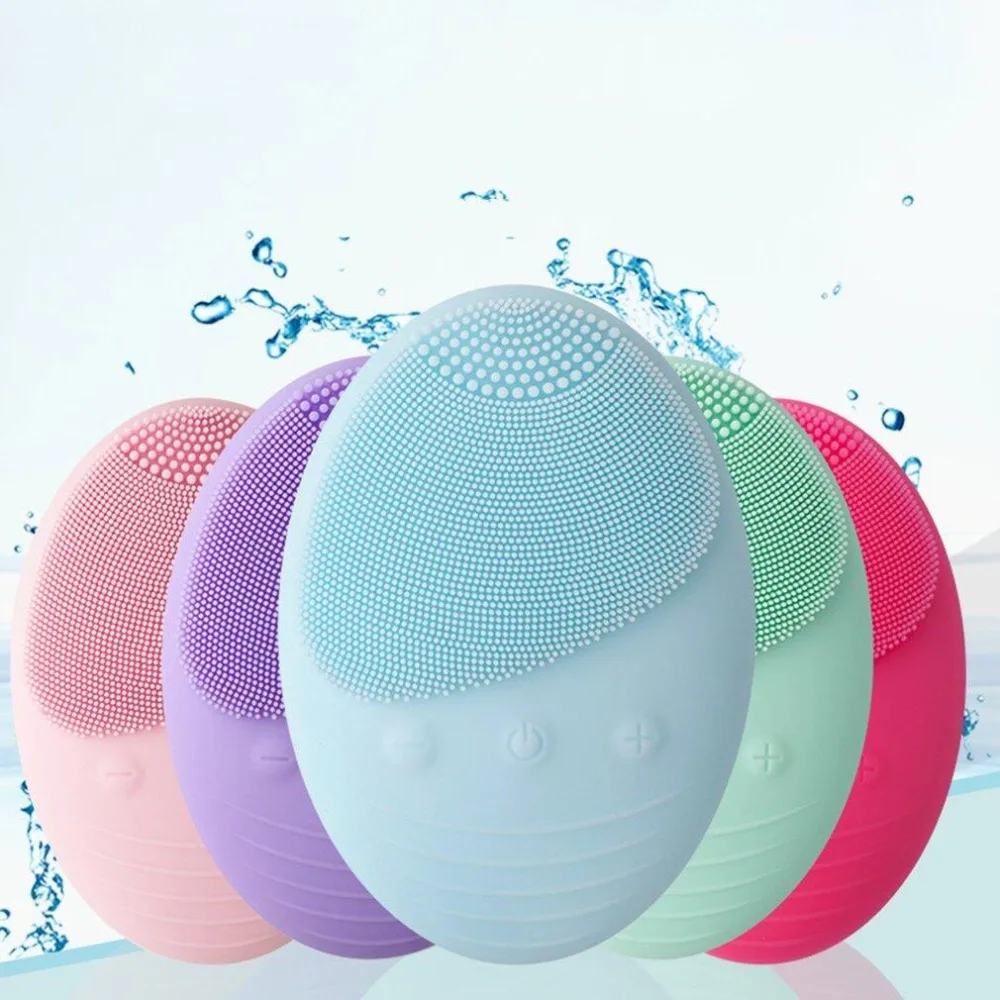 

Electric Facial Cleaning Brush Silicone Sonic Vibrating Mini Deep Cleaner Pore Cleansing Skin Massage Face Cleaning Brush