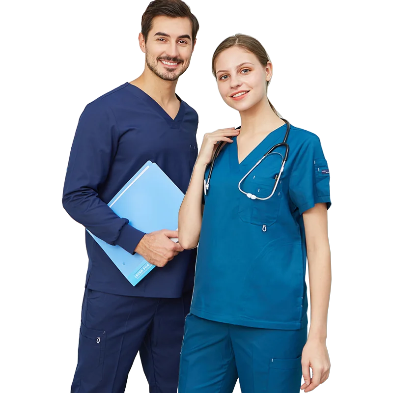 

Медицинская униформа из хлорной ткани, рабочая одежда медсестры, штаны, униформа для кормящих женщин и мужчин, Рабочий костюм врача с V-образ...