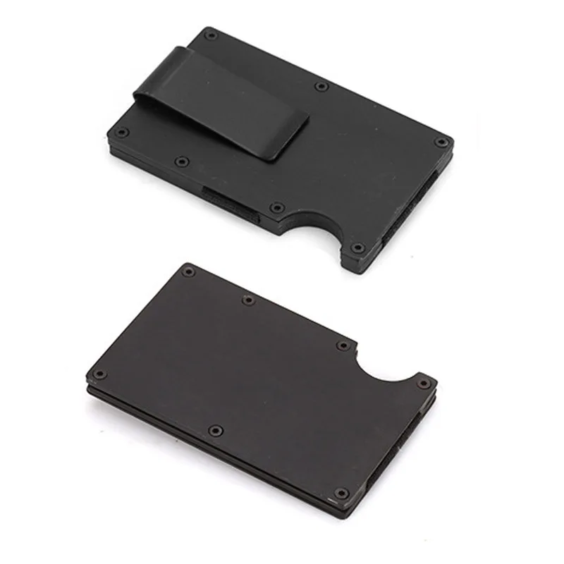 DIENQI, алюминиевый металлический Rfid кошелек, мужской тонкий мини кошелек, кошелек, сумочка для денег, маленький тонкий мужской кошелек, кошелек, Умный кошелек - Цвет: Black