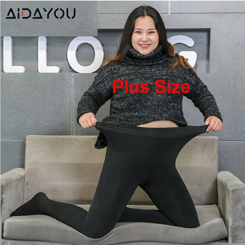 Женские плотные зимние колготки однотонные теплые флисовые Колготки большого