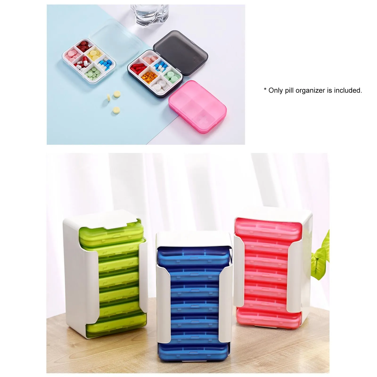 

Weekly Pill Organizer 7 Days Portable Daily Pill Cases for Holding Pills 6 Compartments Travel Pill Dispenser Holder Container