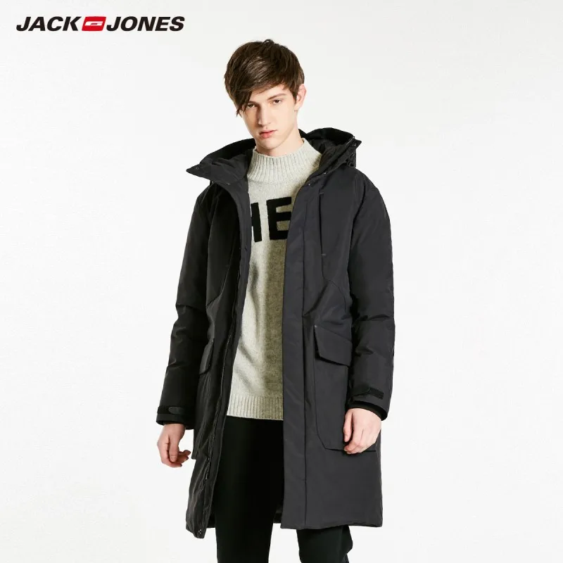 JackJones мужской длинный пуховик с капюшоном парка пальто мужская одежда