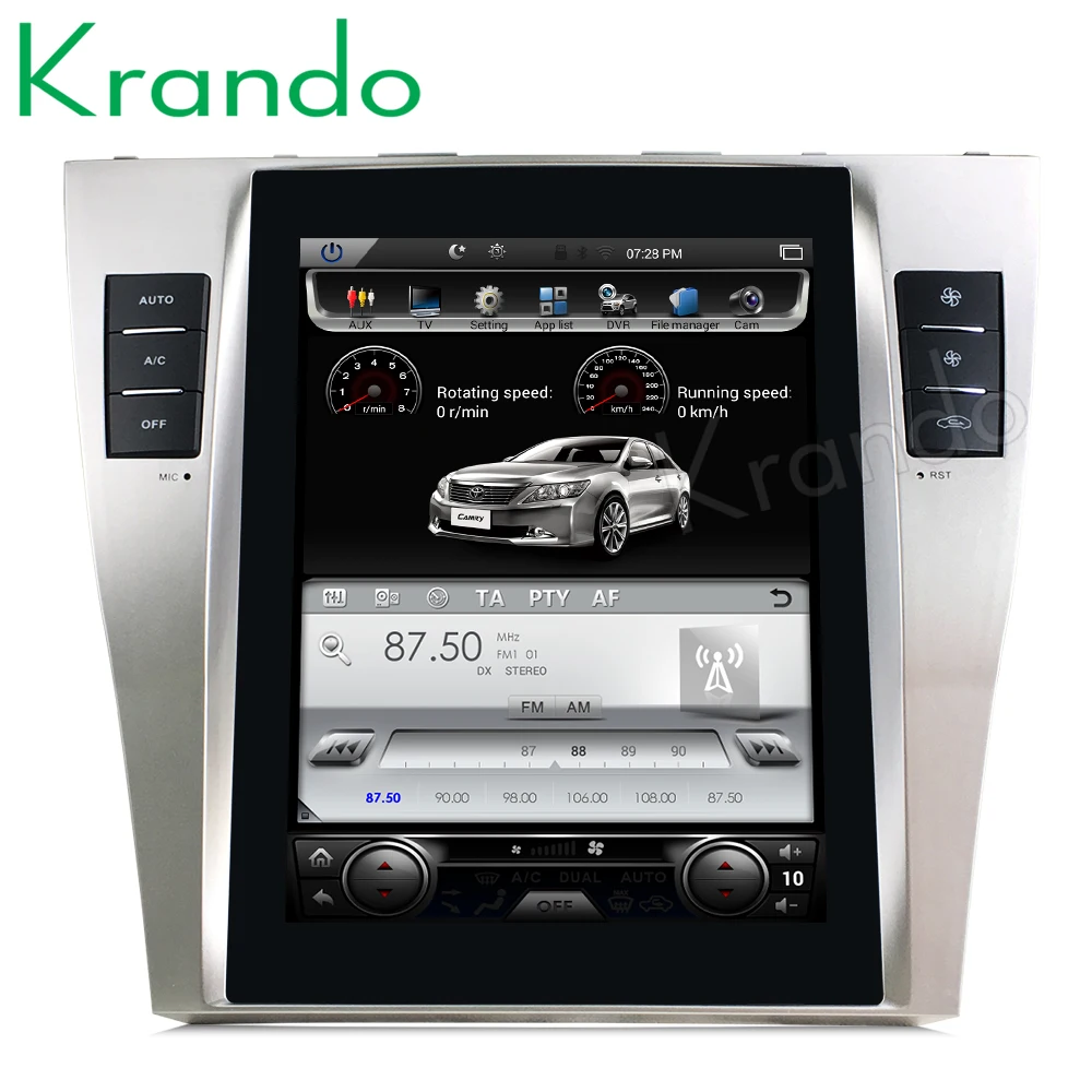 Krando Android 8,1 10," Tesla вертикальный экран автомобильный навигационный радио плеер для Toyota Camry 2007-2011 gps навигационная система