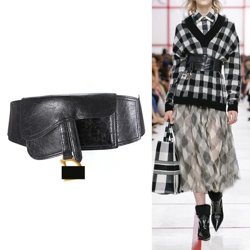 

Black New Women Elastic Wide Belt Stretch Leather Waist Belt for Dress Corset Cinch Waistband DIY 3D Three Dimensional Slim Belt