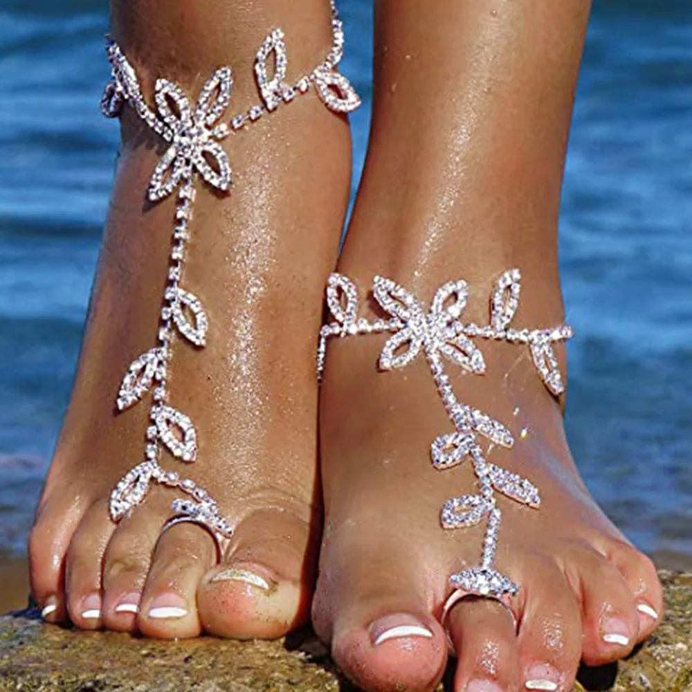 

Новые стильные ювелирные украшения для ног, ножные браслеты с листьями, анклеты для женщин, летние пляжные браслеты на ногу