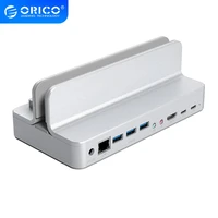 orico usb c hub with adjustable stand holder type c to usb3 0 rj45 pd dock hdmi compatible adapter splitter for macbook pro pc