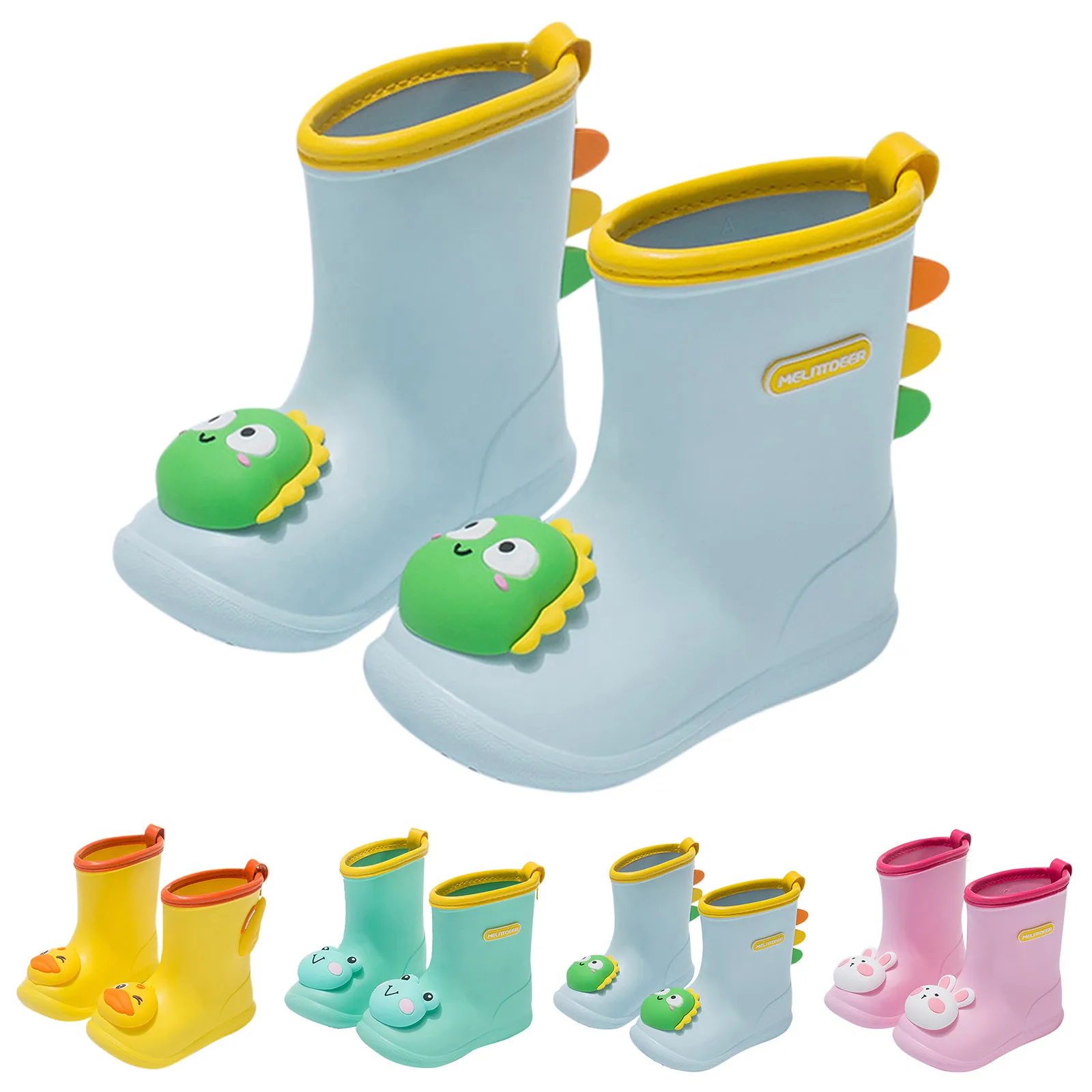 

2021 Cartoon Children Shoes Toddler Infant Baby Boys Girls Pvc Rain Boots Waterproof Kids Rubber Soft Bottom Non-slip Shoes