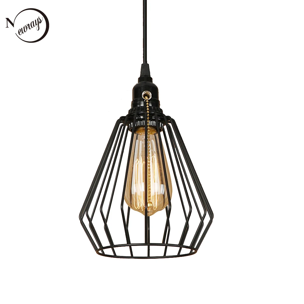 Современный подвесной светильник в виде черной клетки светодиодный E27