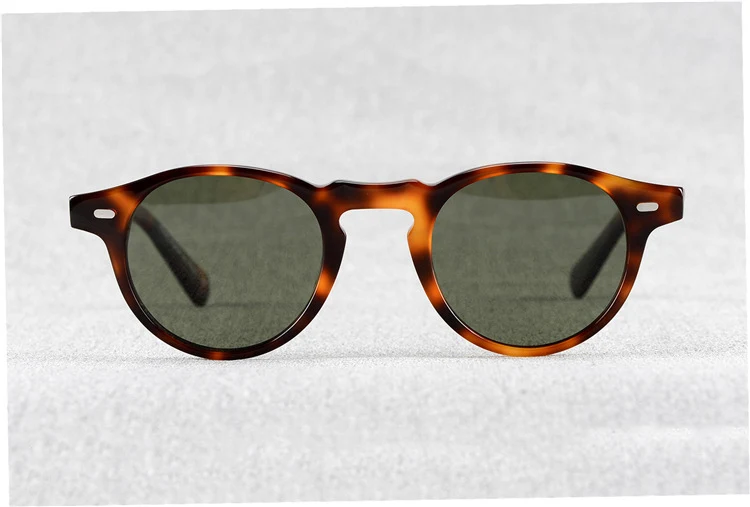Gregory Peck OV5186 Size47 Oliver Brand Sunglasses Women Sunglasses Men Polarized Round Sunglasses with OP Logo Original Box - Цвет линз: tortoise green