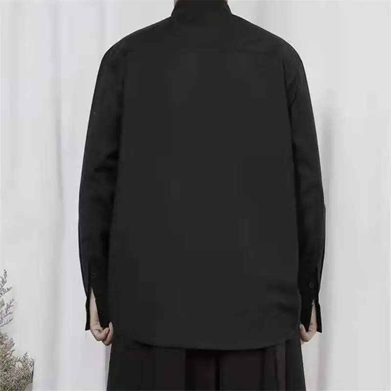 Men's Long Sleeve Shirt Spring And Autumn New Dark Personality Stitching Design Work Style Fashion Casual Large Size Shirt