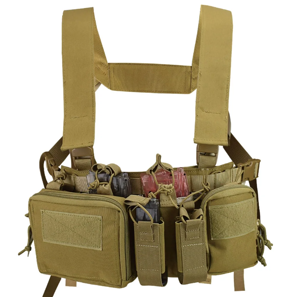 

Наружный Тактический тренировочный жилет боевой сундук переноска жилет спереди подсумок зажим кобура Военная охотничья Пейнтбол X262D