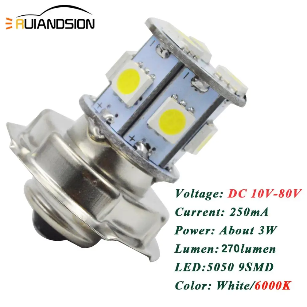 2 шт. 10-80V мотоцикл P26S 3W светодиодный 9SMD 5050 фонарь для мотоцикла лампы 270LM 6000K белый луч света 12V 24V 30V 48V