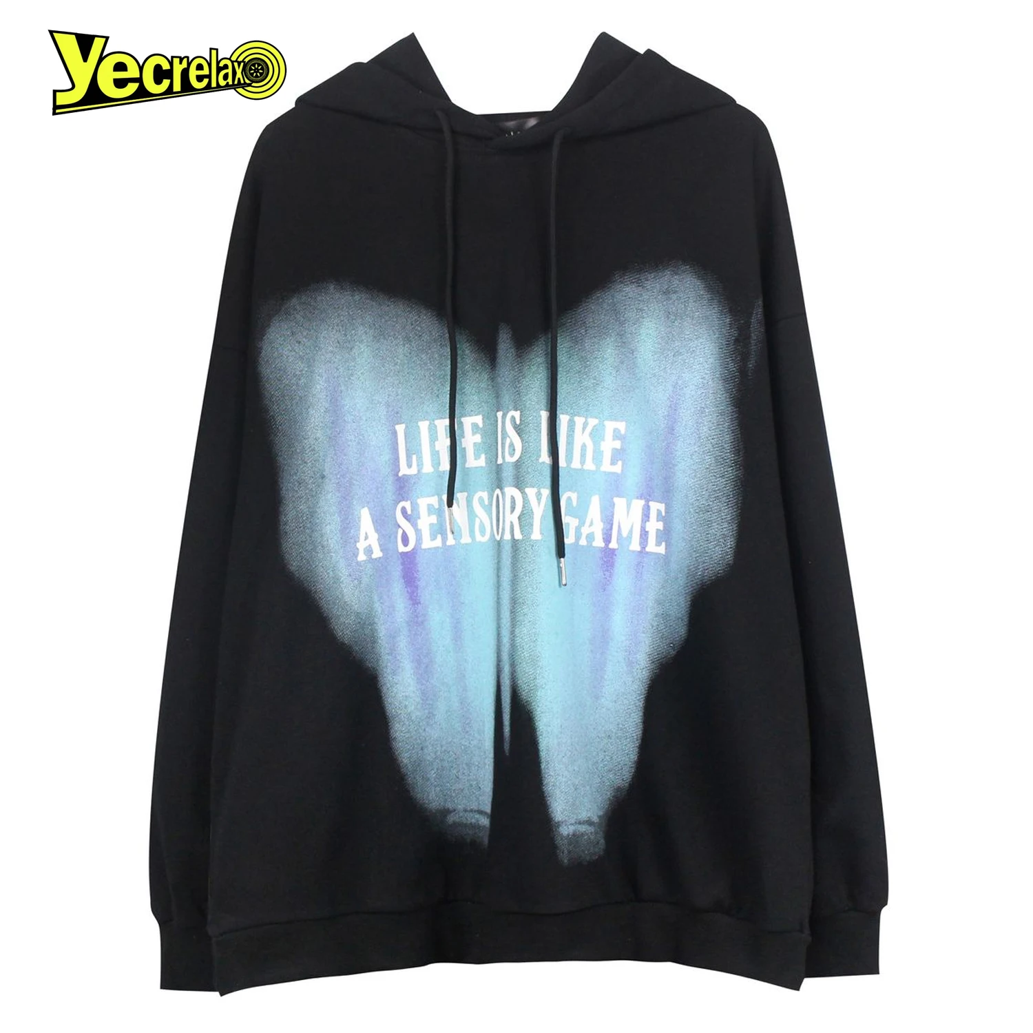 

YECRELAX Gothic Hoodies Y2k Men Men Sweatshirts Autumn Hip Hop Streetwear Male Hoodies Punk Butterfly Print Hoodie Couples Loose