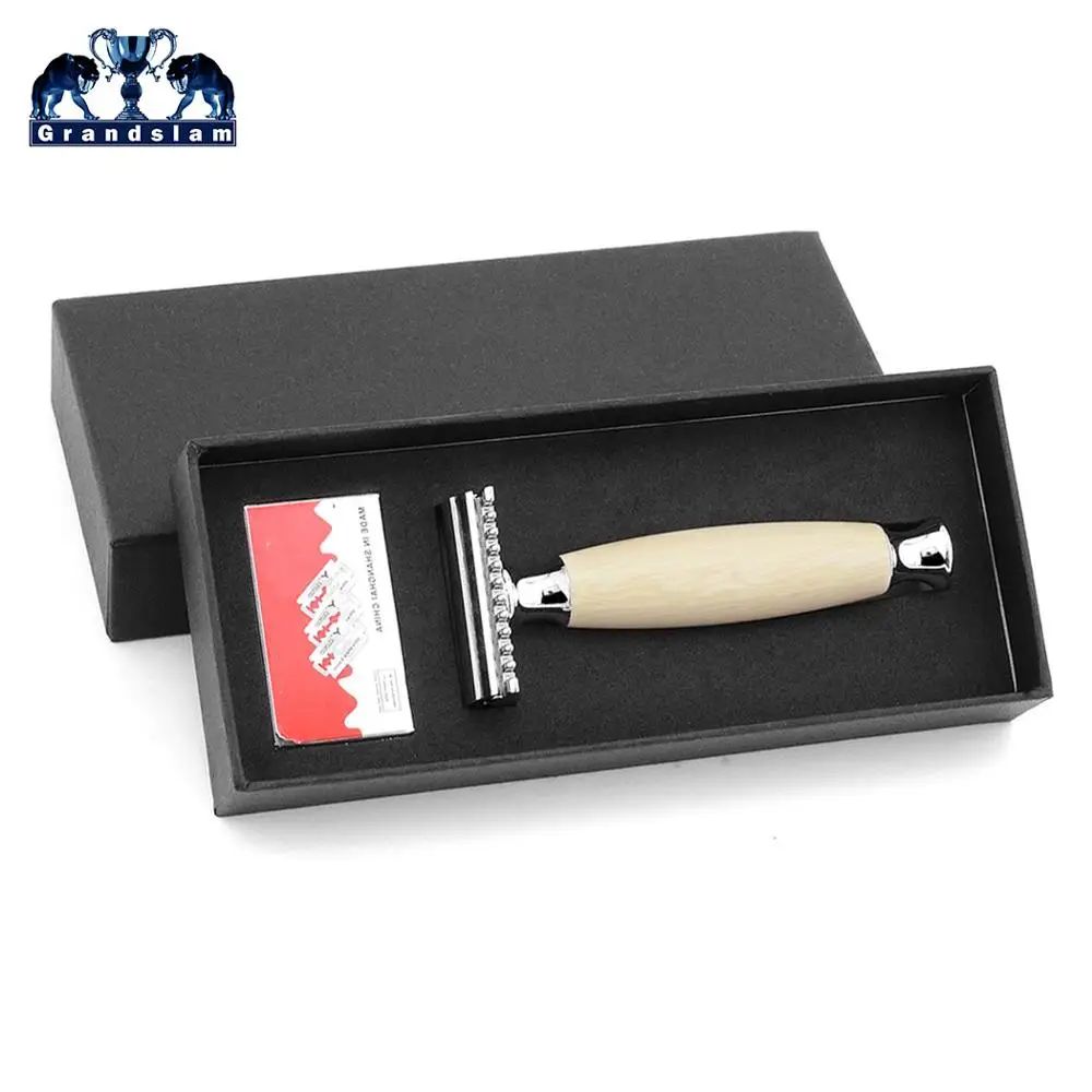 Yellow Resin Handle Grandslam, три части, открытая расческа, двойная кромка, безопасная бритва, классическая профессиональная ручная безопасная бритва, бритва с 10 лезвиями - Цвет: Yellow Resin Handle