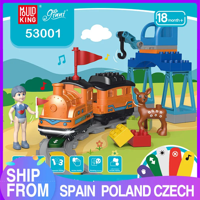 

MOULD KING Big Pieces Building Block The Orange Smart Train With Music and Light Model Bricks DIY Toys For Kids Birthday Gifts