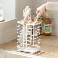 household multifunctional table top tool storage rack kitchen supplies iron frame with tray drain tool rack