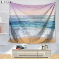 yo cho blue sea printed tapestry home decor wall carpet polyester hanging wall tapestries picnic sheet door curtain bedspread