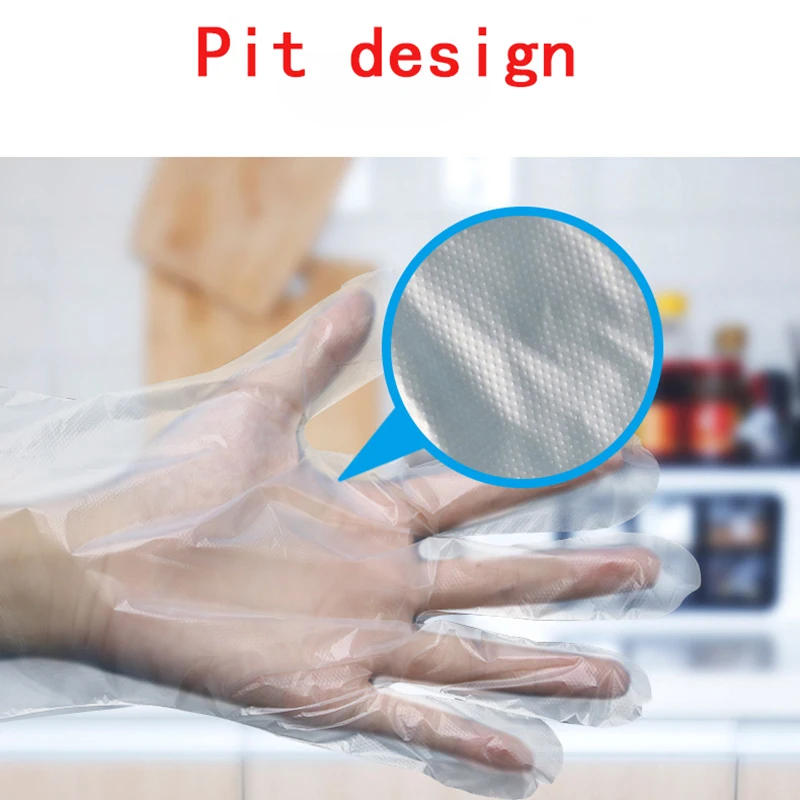 

PE Gloves 100-500PCS/Box Disposable Gloves Industrial Food Translucent PE Plastic Glove For Not Nitrile Gloves