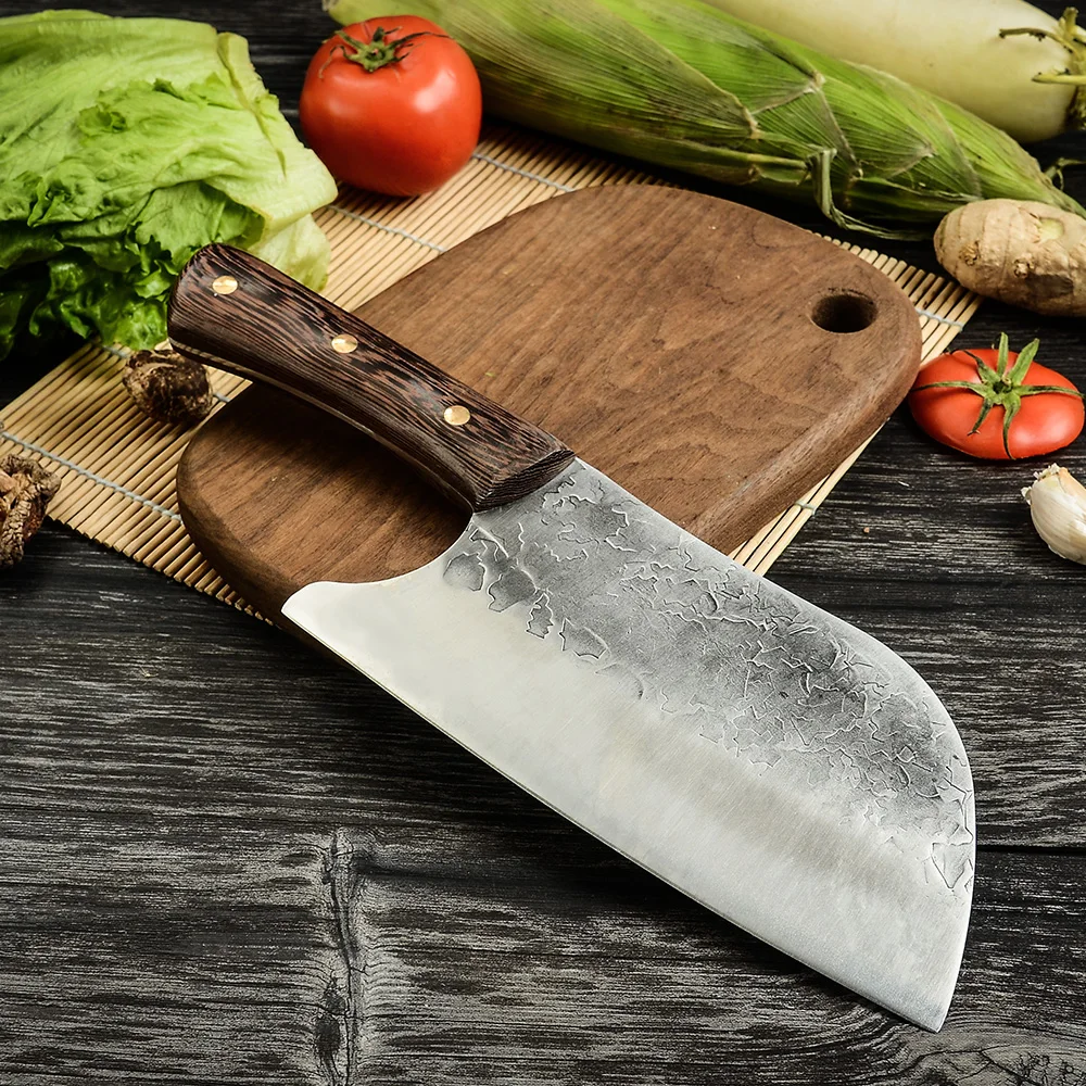 

XYJ 8-inch Chef Butcher Knife Forged Stainless Steel Meat Chef Cleaver With Full Tang Handle For Kitchen Restaurant or Camping