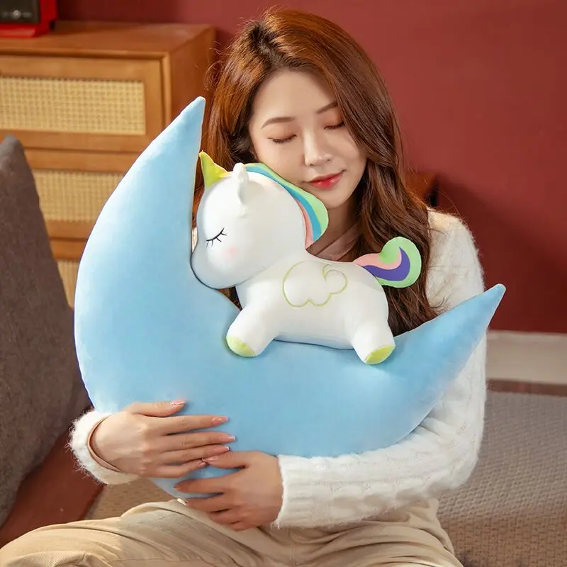 

60CM Unicorn Moon Peluche Brinquedos Plush Cushion Pillow Stuffed Toys Sofa Decoration Birthday Holiday Christmas Gift