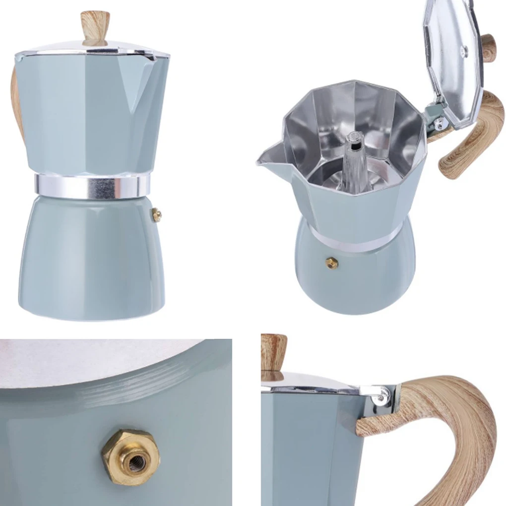 

150/300ml Coffee Maker Aluminium Octagonal Moka Coffee Pot Stovetop Applicable Coffee Maker Household Heat Resistance Coffee Pot