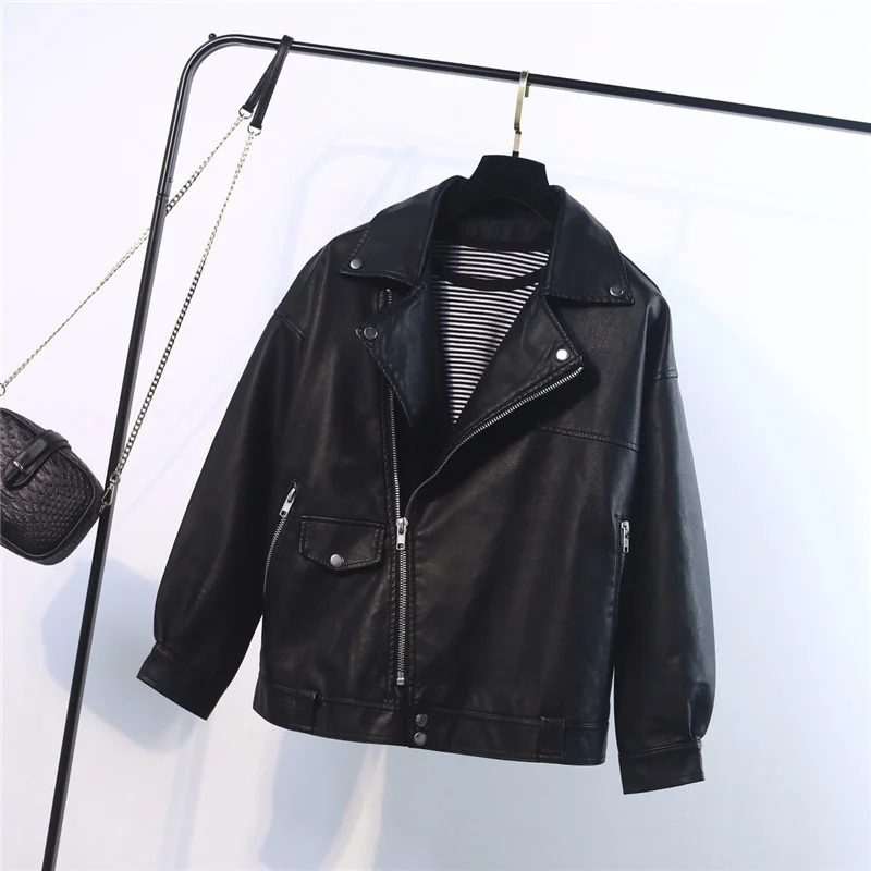 

LANMREM Diagonal Zipper Leather Aviator Jacket Female Biker Classic Chic Fashion Tide 2021 Autumn New Arrival 2K2301