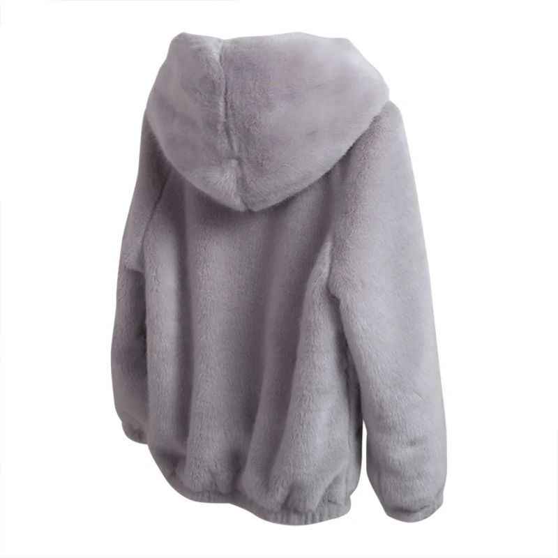 Зимняя теплая Женская флисовая куртка плюшевая с капюшоном большого размера