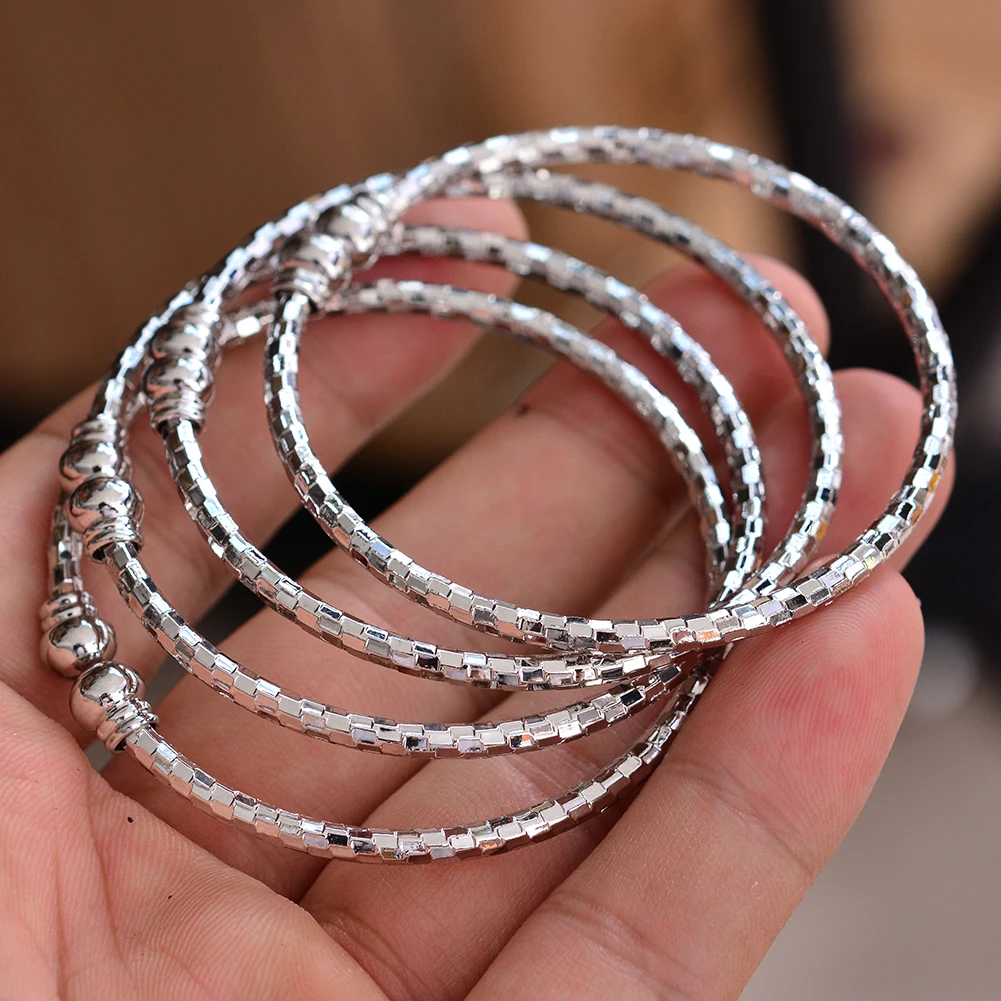 Wando серебристый цвет открыт Thread мозаичный браслет для маленькой девочки ребенка