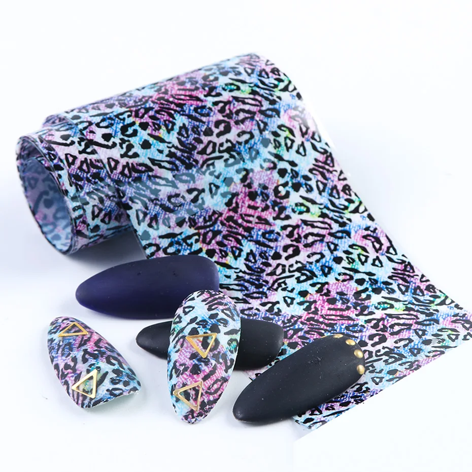 10 рулонов/коробка наклейки из фольги для ногтей леопардовый узор переводные