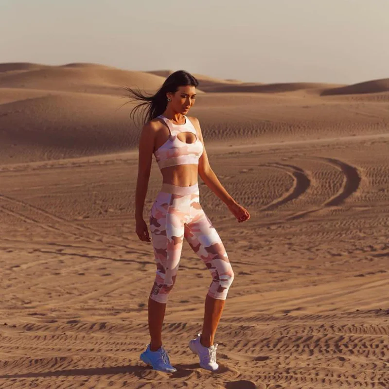 

Leggings workout printing Slim yoga pants female tight leggings fitness leisure gym running tights sports suit 2 pieces