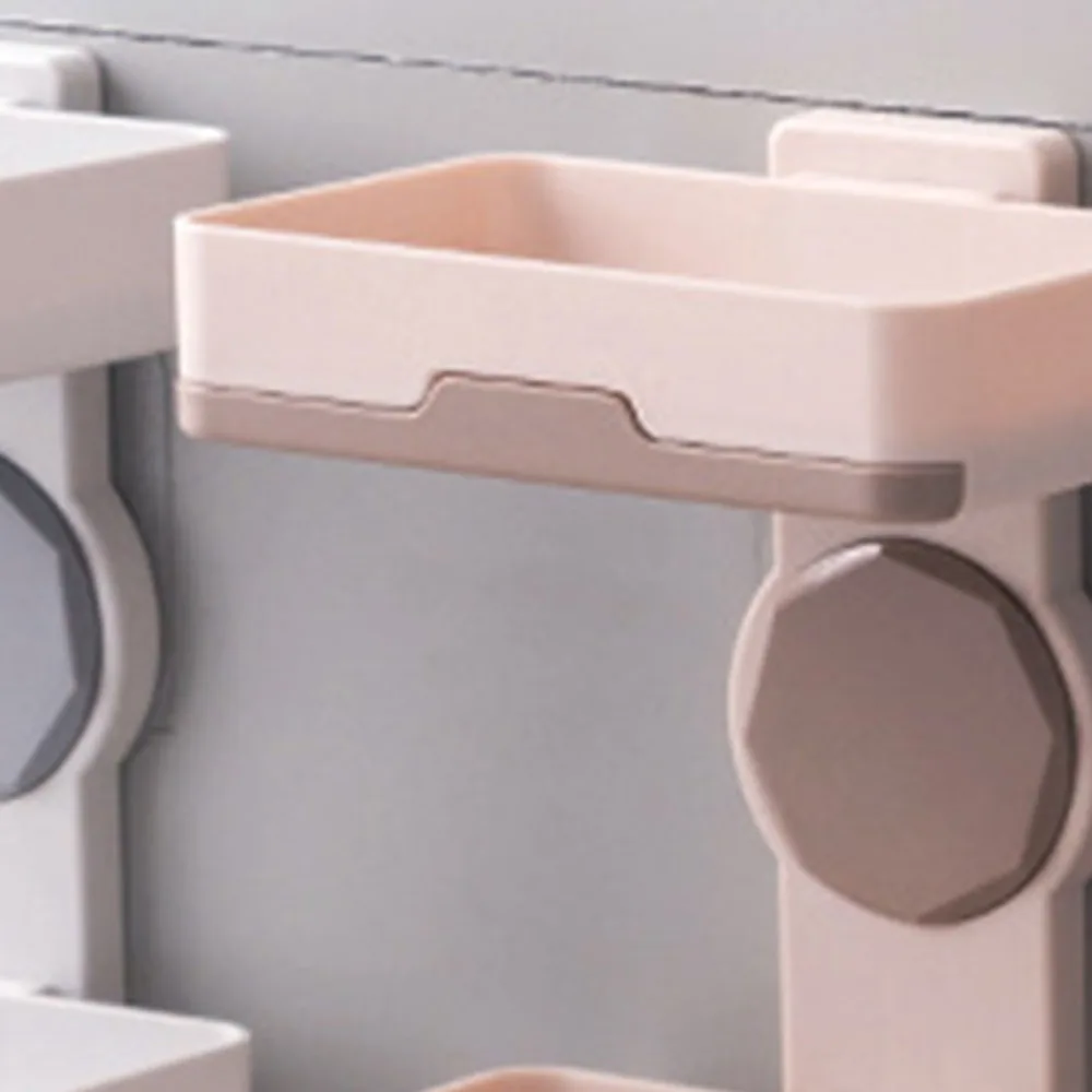

1pc Double Layer Soap Dish Holer Self Adhesive Wall Mounted Soap Storage Rack (Light Grey)