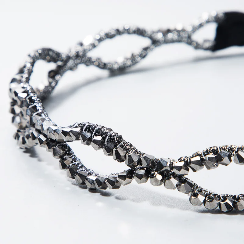 

Simple Fabric Crystal Headbands for Women Braid Hair Hoop Geometric Retro Crystal Hairband Women's Headdress