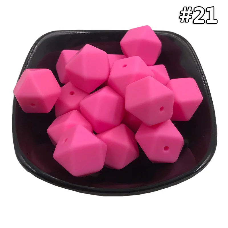 5PCS Beads 21 5 шт./компл. силиконовые шестигранные шарики 17 мм Силиконовые Шарики фитинг BPA бесплатно пищевого качества детские жевательные прорезыватели Прорезыватель Соска клип игрушка - Цвет: 5PCS Beads 21