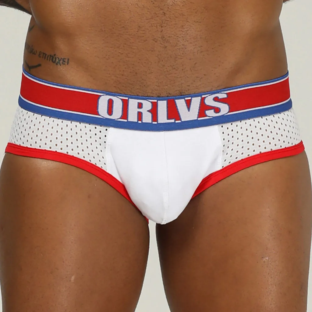 Мужские трусы брифы из мягкой сетчатой ткани черные хлопковые слипы короткие