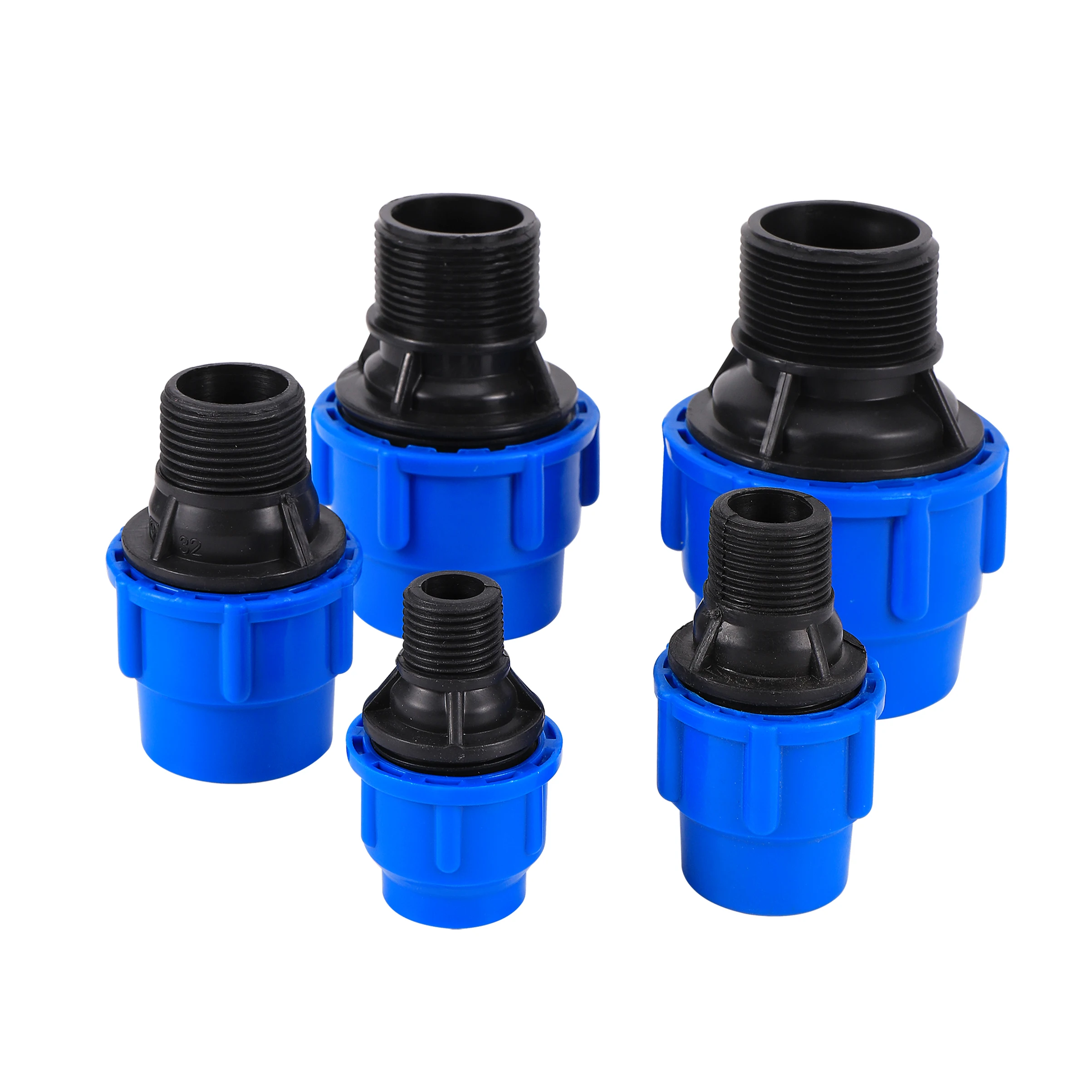 

1/2" 3/4"1"1.2"1.5" Male Thread to 20/25/32/40/50mm PE Pipe Straight Connector Irrigation System PE PVC Tube Conversion Coupling