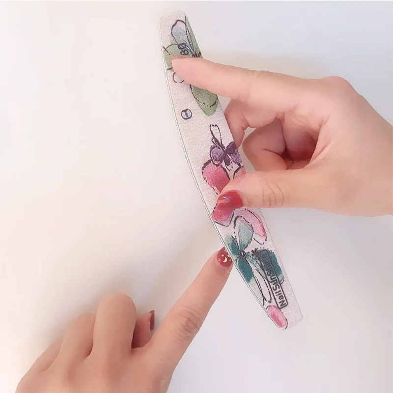 

New Floral Print Nail File Washable Nail Polished Tools Sandpaper Nail Manicure Double Side Buffer Sanding Block Pedicure Tools