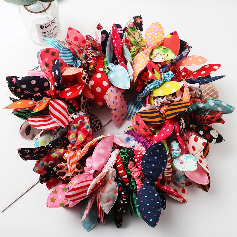 

10/20Pcs Cute Rabbit ear Hair bands Girl Rubber band Elastic Hair Rope Baby Headwear Korean Children Hair Accessories Ornaments
