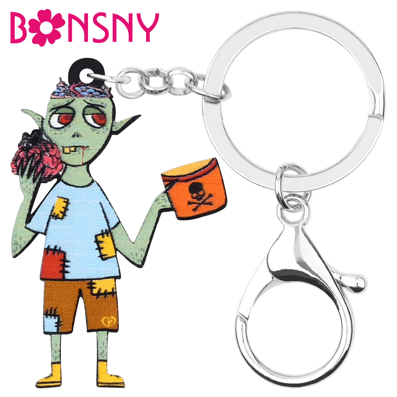 Bonsny акриловые брелоки в виде зомби на Хэллоуин уникальный браслет с принтом