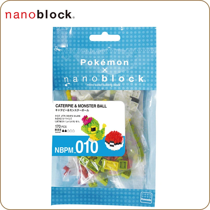 Nanoblock Покемон Пикачу NBPM-010 гусеница и монстербол 170 шт аниме мультфильм Алмаз