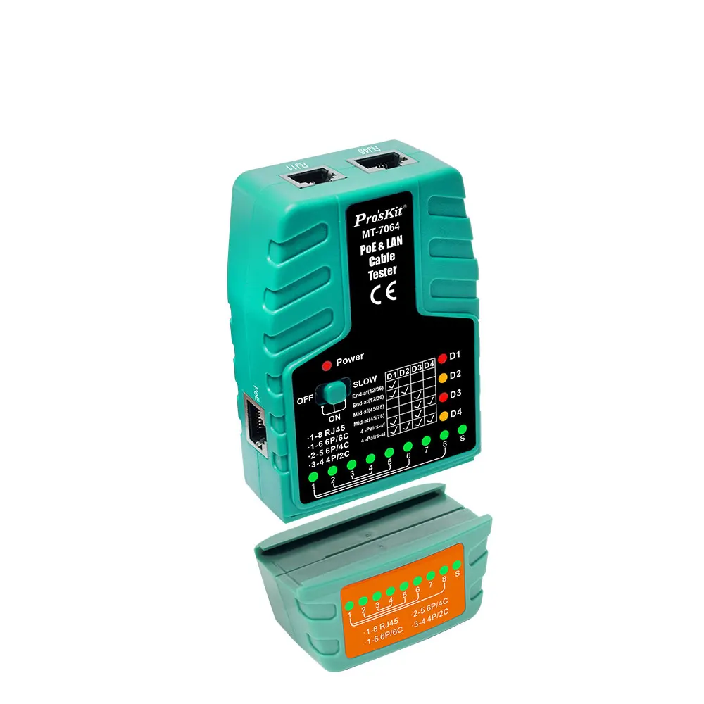 Тестер кабеля Pro'sKit 2 в 1 MT-7064 PoE и LAN для тестера RJ11/RJ12/RJ45 PoE-IEEE 802 3 af/at standard Midspan/Endspan |
