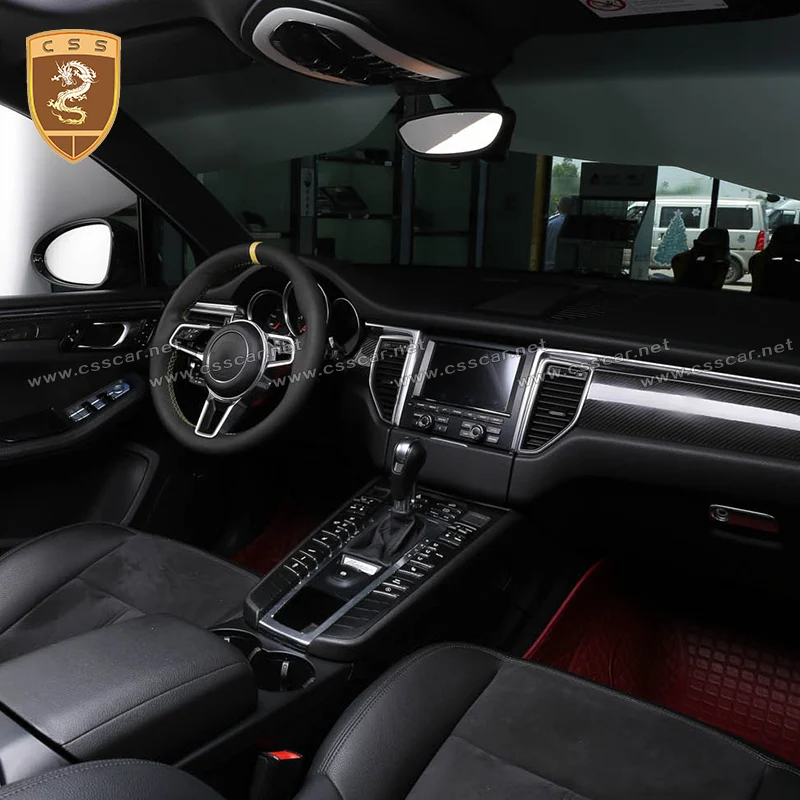 

For Porscher Macan Carbon Fiber Interior Trim 7 pieces Fit For macan 95B style plain carbon fiber Inner Trims Decoration 00374