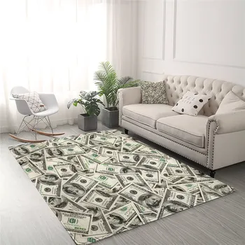 BlessLiving 3D Modern Carpets for Living Room Dollar Motif Print Area Rug Money Pattern Alfombra Vivid Realistic Large Floor Mat 2