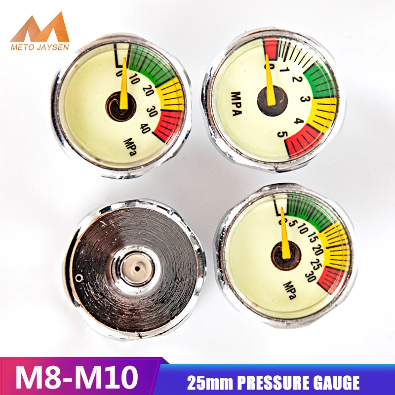 

25mm High Pressure Gauge M8x1 1 Inch Manometre PCP Paintball Pump Scuba Diving Valve Gauge M10x1 Thread 5mpa 30mpa 40mpa