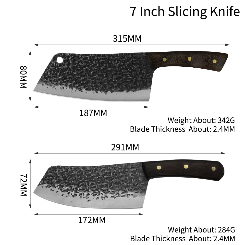 Антипригарный нож шеф повара кованый китайский для кемпинга сербский ручной