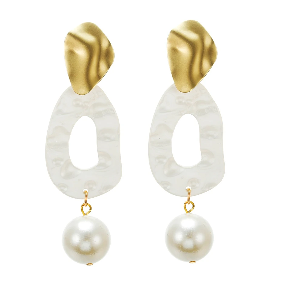 PEARL Женские длинные висячие трендовые серьги для женщин, массивные акриловые жемчужные висячие серьги с подвеской, Женские Ювелирные изделия NR204 - Окраска металла: PEARL