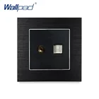 Услуги в сфере компьютерных и телевизионное гнездо Wallpad люксовые клавишные атласная металлическая Панель Электрический настенный ТВ  Data RJ45 розетка электрические розетки для дома