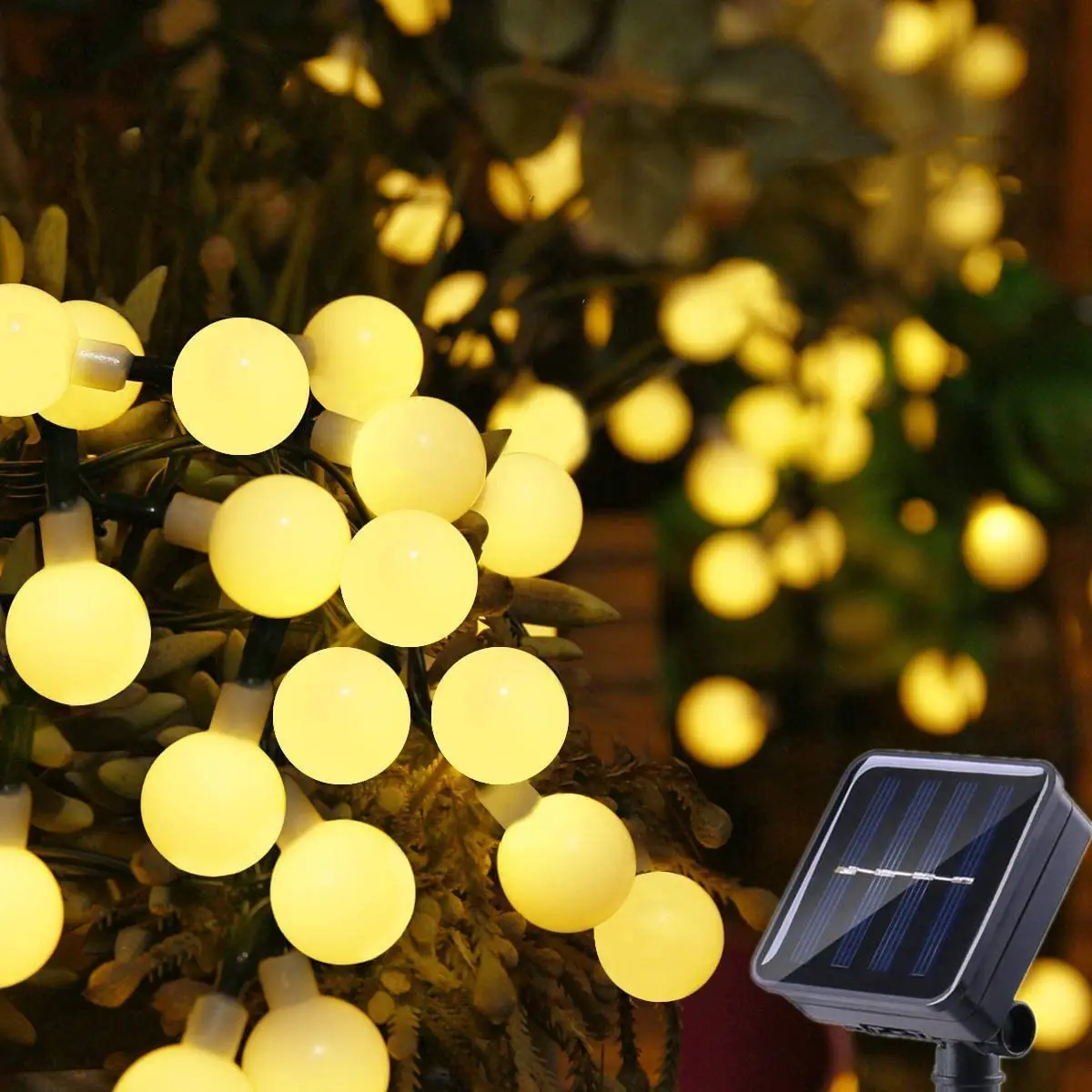 Solar Globe Fairy Lights 23Ft 50LED Waterproof String Lights Outdoor 8 Modes Solar Powered Decor Lights for Home Garden Party