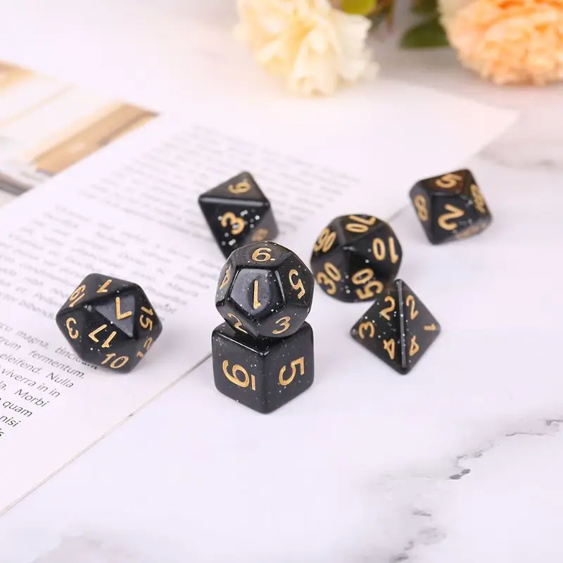 7 шт./компл. акриловые многогранные кубики для трпг Настольная игра DND D4 D20